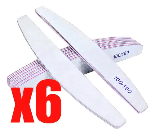 Limas Uñas Profesionales 100/180 Doble Cara Set X6 Manicura