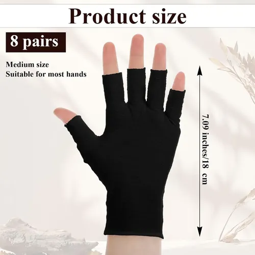 Guantes Negros Sin Dedos Algodón Hidratantes Para Manos Sec