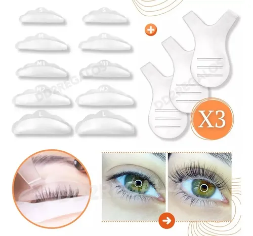 Kit Cepillo X3 Y Bigudies Silicona X10 Lifting De Pestañas