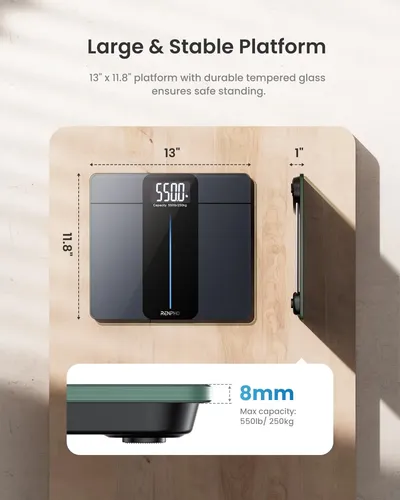 Renpho Báscula Digital De Baño De Alta Capacidad 250kg Negro Oscuro