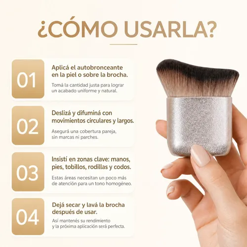 Brocha Aplicadora De Autobronceante Rostro Piernas Cuerpo Hd