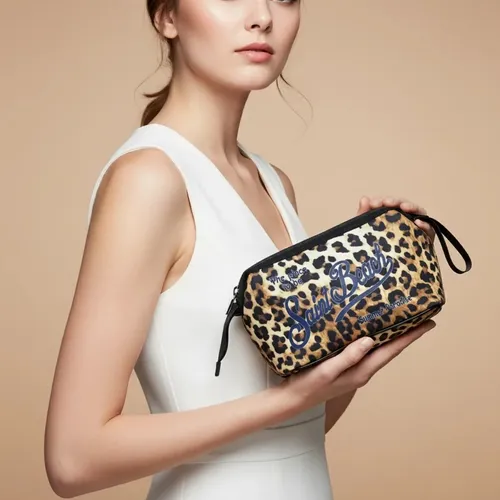 Bolso De Maquillaje Beach Estampado De Leopardo De Verano A