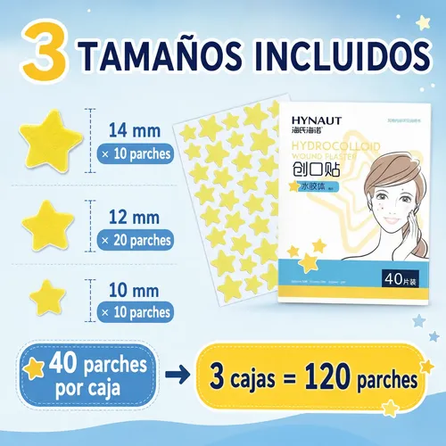 Parches Hidrocoloides Estrella Acne 3 Cajas 120 Pzs