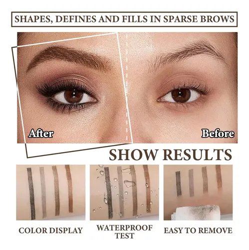 Set 3 Lápices Cejas Impermeables Con 24 Plantillas Claras