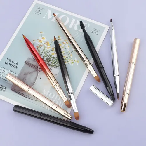 8 Cepillos Retráctiles Doble Punta Cejas + Corrector