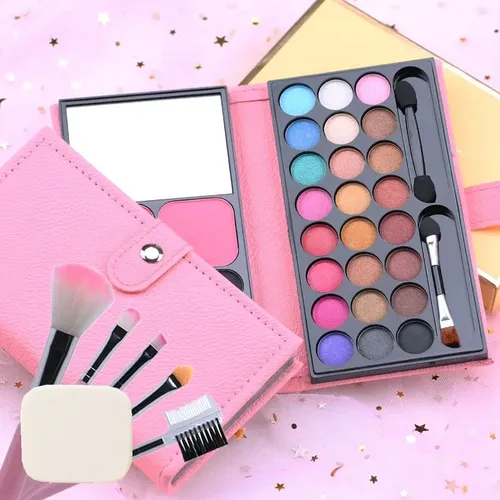 Set De Maquillaje Con Sombra De Ojos En Polvo, Rubor Y Lápiz
