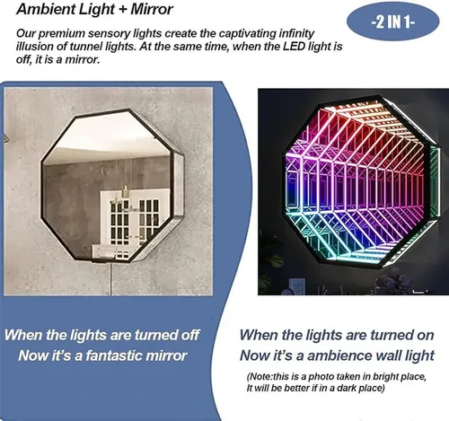 Luz Led Espejo Infinito 50cm Control Remoto Decorativa