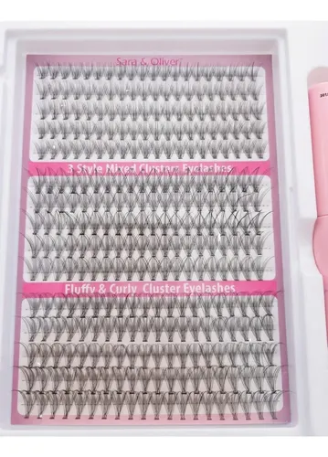 Kit 300 Pestañas Postizas Pelo A Pelo Con Pegamento Y Pinza