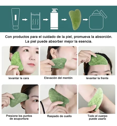 Masajeador De Jade, 3 Piezas Rodillo Facial De Piedra De