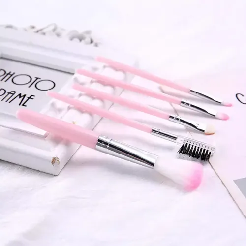 Set 5 Brochas De Maquillaje Suaves Color Rosa Cyfxx