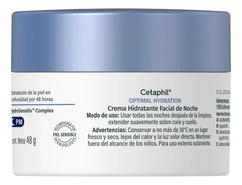Cetaphil Optimal Hydration Crema Noche Con Ácido Hialurónico Piel Sensible x 48 g