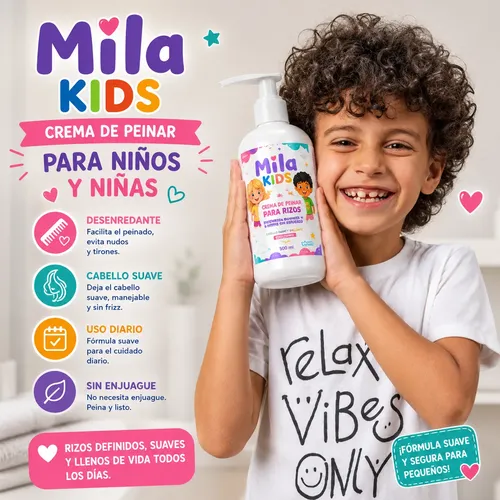 Crema De Peinar Para Rizos Mila Kids 500 Ml Infantil Niños