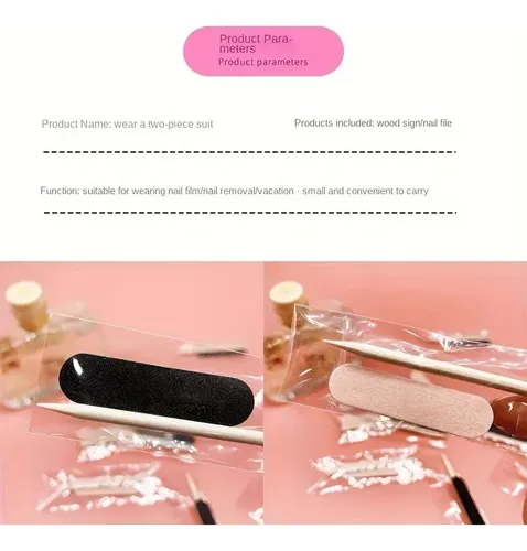 Set De 2 Minilimas De Uñas De Madera De Uso Único Para El Cu Rosa 2pcs,