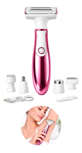 Depiladora 4 En 1 Usb Mujer Afeita Cuerpo, Rostro, Axilas Rosa
