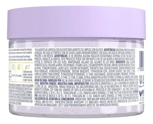 Exfoliante Dove Beauty Scrub Mora Y Cítricos 280 Gramos