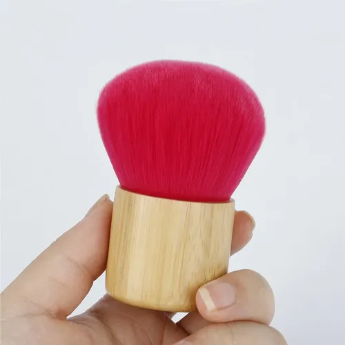 1 Brocha Para Polvos Sueltos Pelo Rojo Mango Bambú