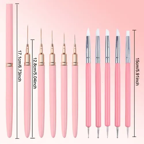 Set De 10 Plumas Para Arte De Uñas, Pinceles Finos Y De Prec