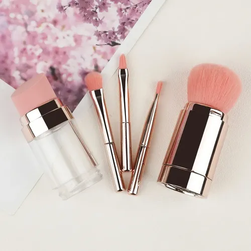 Brocha De Maquillaje Multifuncional 5 En 1, Esponja Dorada R