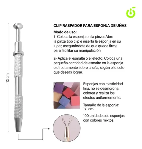 Cherimoya Kit Esponja Y Pinza Para Uñas 100 Unidades