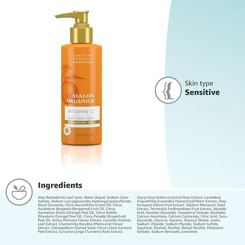Avalon Organics Gel Limpiador Con Vitamina C, 6 Oz