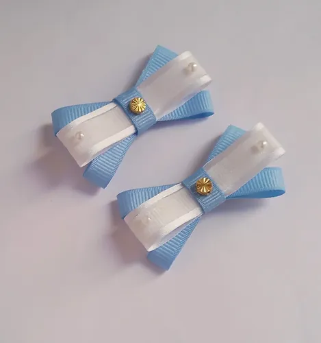 Kit De Vincha Y Moñitos Celeste Y Blanco De Argentina