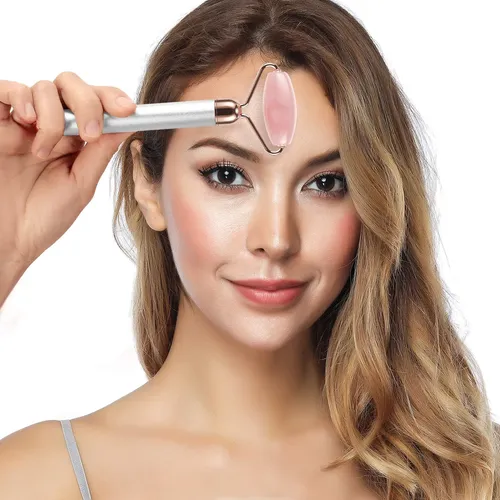 Rodillo Facial Eléctrico 3d Masajeador Jade Rosa