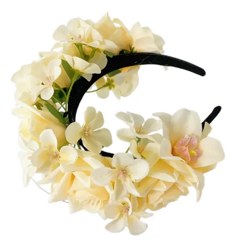 Eye Catching Flower Shape Headband Sweet Teen Ethnic White 6ee416437-w