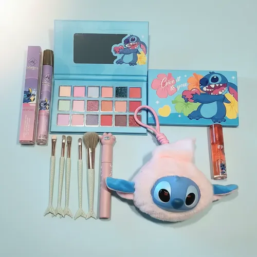 Kit Maquillaje Stitch Paleta Sombras Gloss Brochas Rimel +