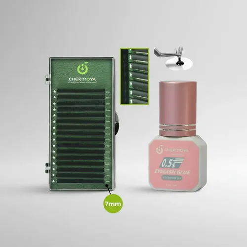 Kit Pestañas Extensiones+0,5 Seg Adhesivo Negro5ml Cherimoya