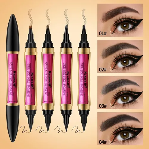 Delineador Y Lápiz Cejas 2 En 1 Marrón Oscuro Impermeable