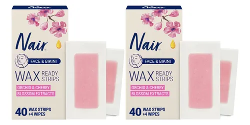 Bikini Facial Nair Wax Ready Strips, 40 Unidades, Paquete De