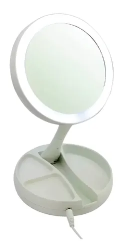 Espejo Redondo de Maquillaje MS con 22 Luces LED Recargable USB 15cm
