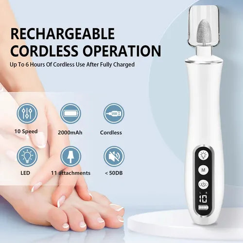 Taladro De Uñas Vfd Inalámbrico De 2000 Mah, Recargable, 10