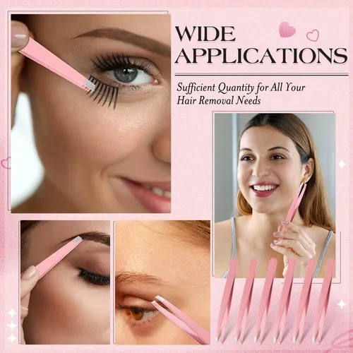 Pinzas Para Cejas Lasnten, 64 Piezas, Punta Biselada, Acero