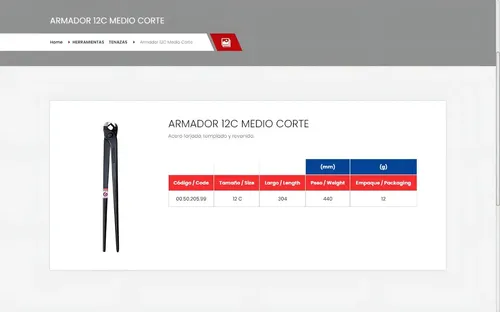 Tenaza Armador Profesional Medio Corte 12 30cm Gherardi