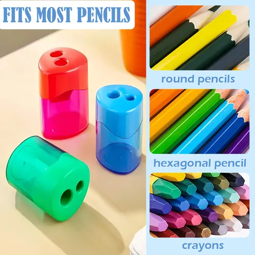 – Sacapuntas Con Tapa, Doble Orificio, Colores Compactos –