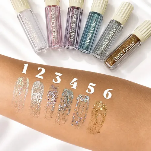 Sombra Liquida Tono 06 Para Ojos Brillante Glitter Maquillaje Rostro Veoquiero