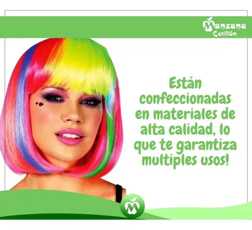 Combo X12 Peluca Carre Multicolor Cotillon Carioca Disfraz