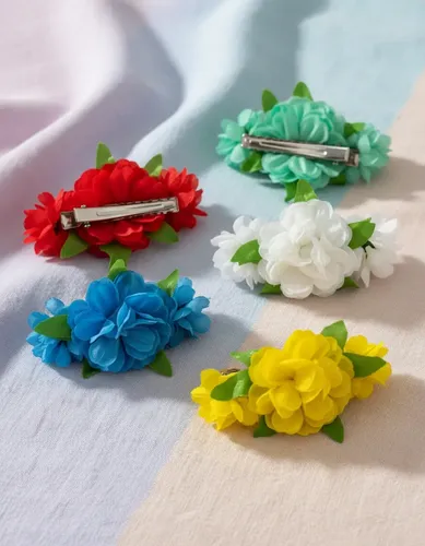 Broches De Pelo Hebillas Flores Pack X 12 Unidades Colores