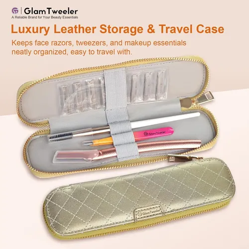 Kit De Cuchillas Para Rostro Y Cejas Glamtweeler Oro Rosa