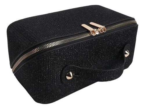 Bolsa De Maquillaje Con Lentejuelas, Plana, Abierta, Portáti