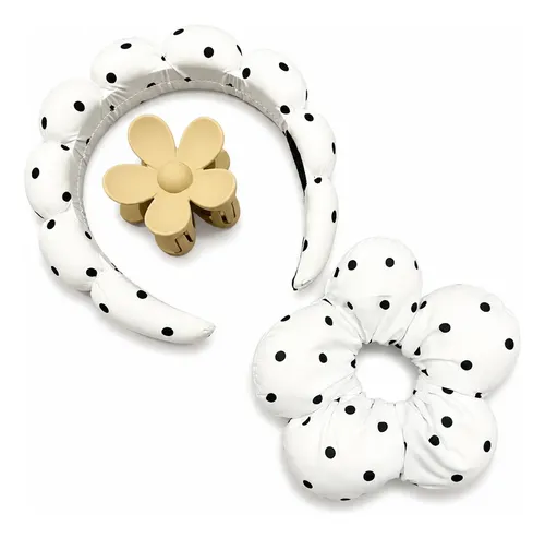 Set Para Pelo Vincha Nube Colita Grande Y Broche Mujer