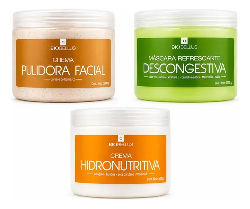 Kit Cremas Facial Exfoliante Hidronutritiva Biobellus 500gr
