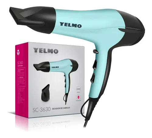 Secador Pelo Profesional 2200w Tourmaline Ion Yelmo Sc-3630 Color Celeste