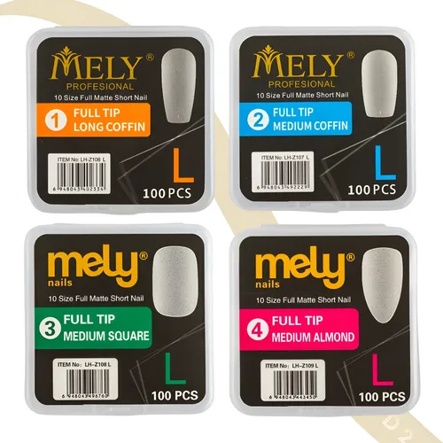 Tips X100 Soft Gel Press On Largo Matte Construccion Mely