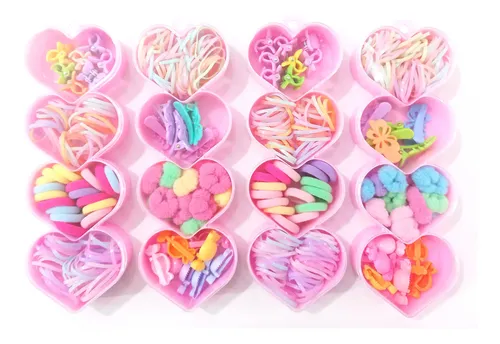 Un Set Box Infantil Colitas Y Hebillas De Pelo Para Nenas
