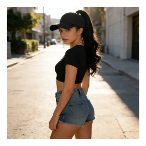 Gorra Con Peluca Negra, Diseño Moderno Y Juvenil, For Mujer