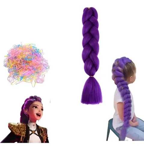 Peluca Morada Con Trenzas Al Estilo K-pop De Rumi . E