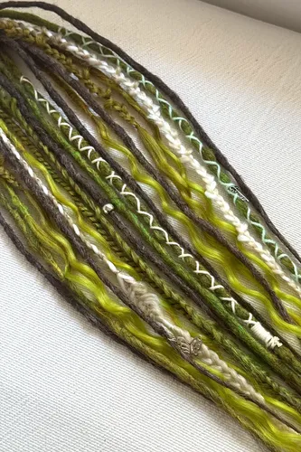 10 De Mix Dreads Rastas Verde Y Marrón Con Trenzas 55 Cm