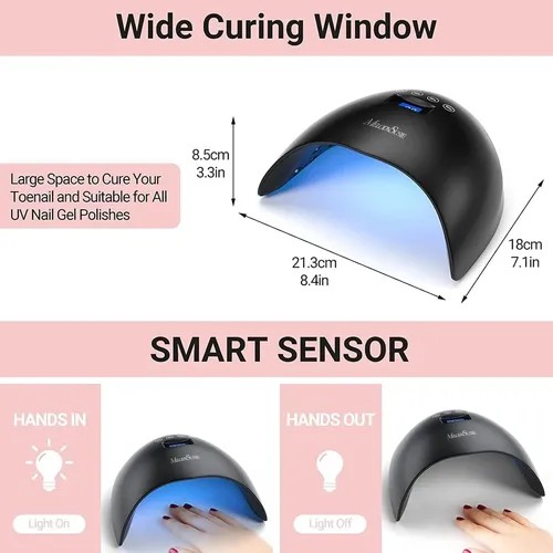 Lámpara Uv Led Negra 48w Gel Uñas Timer Sensor